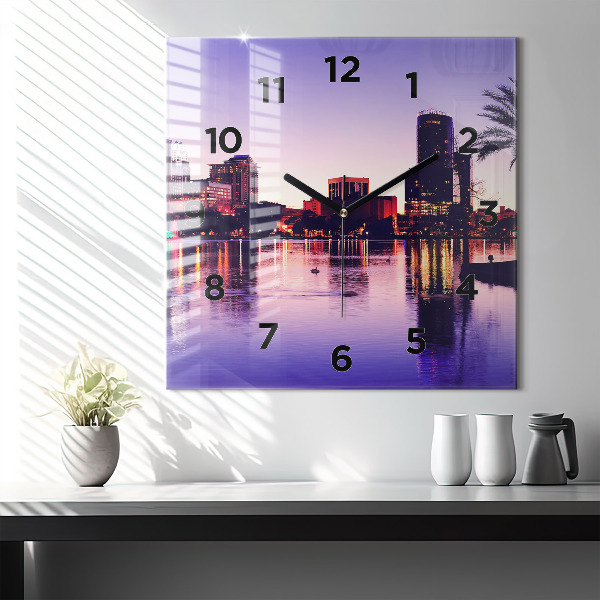 Square wall clock Orlando city skyline