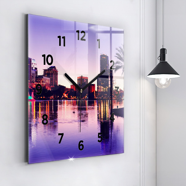 Square wall clock Orlando city skyline