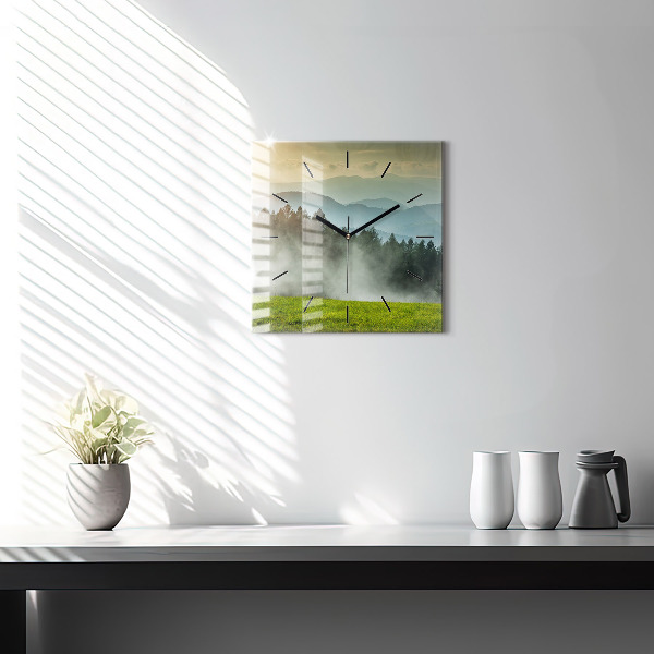 Square wall clock Mountain landscape