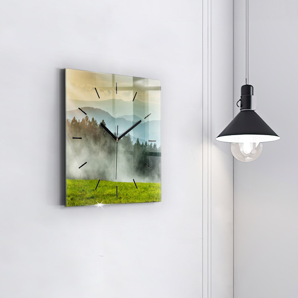 Square wall clock Mountain landscape