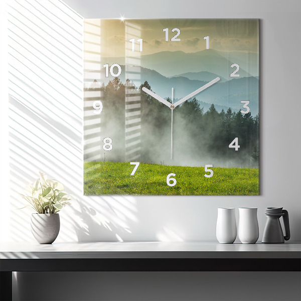 Square wall clock Mountain landscape