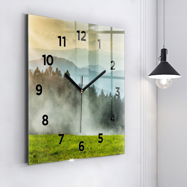 Square wall clock Mountain landscape