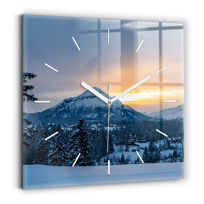 Square wall clock Mountain landscape