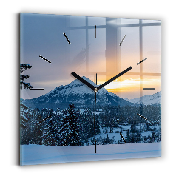 Square wall clock Mountain landscape