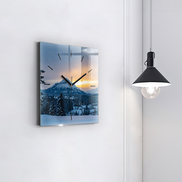 Square wall clock Mountain landscape