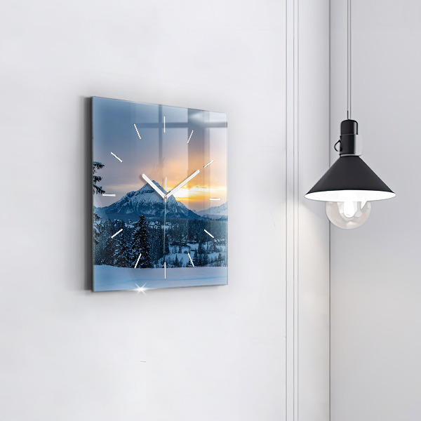 Square wall clock Mountain landscape