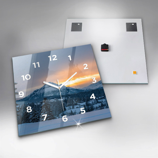 Square wall clock Mountain landscape
