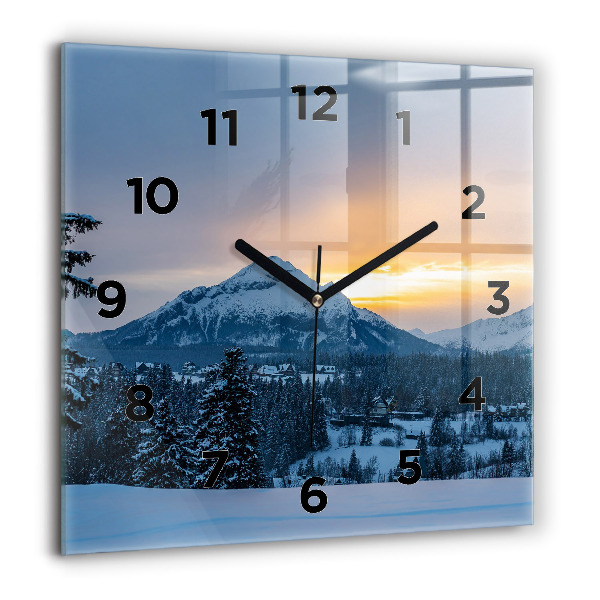 Square wall clock Mountain landscape