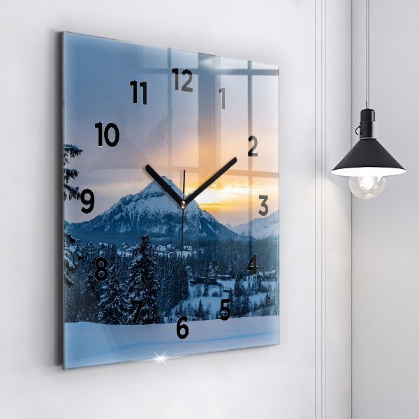 Square wall clock Mountain landscape