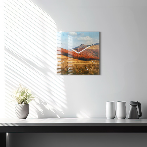 Square wall clock Mountain landscape