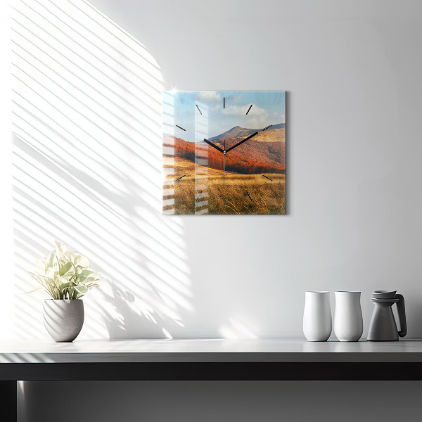 Square wall clock Mountain landscape