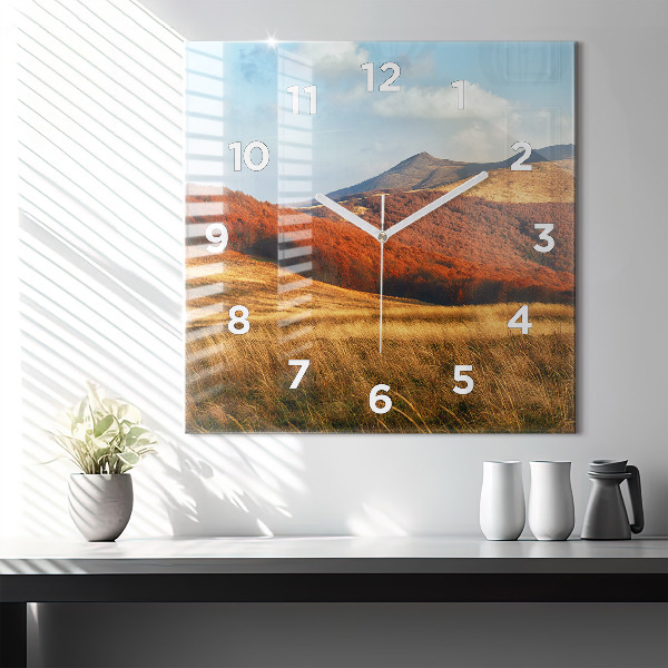 Square wall clock Mountain landscape
