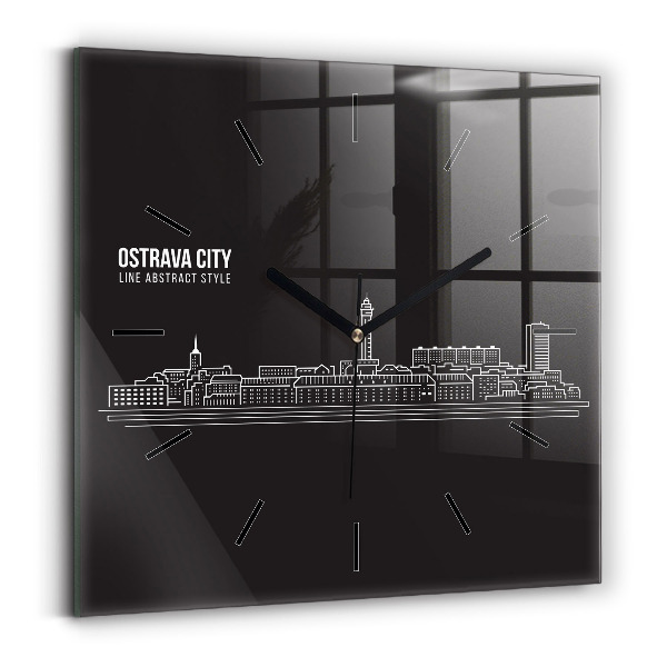 Square wall clock City of Ostrava drawing