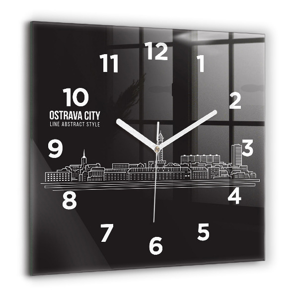 Square wall clock City of Ostrava drawing