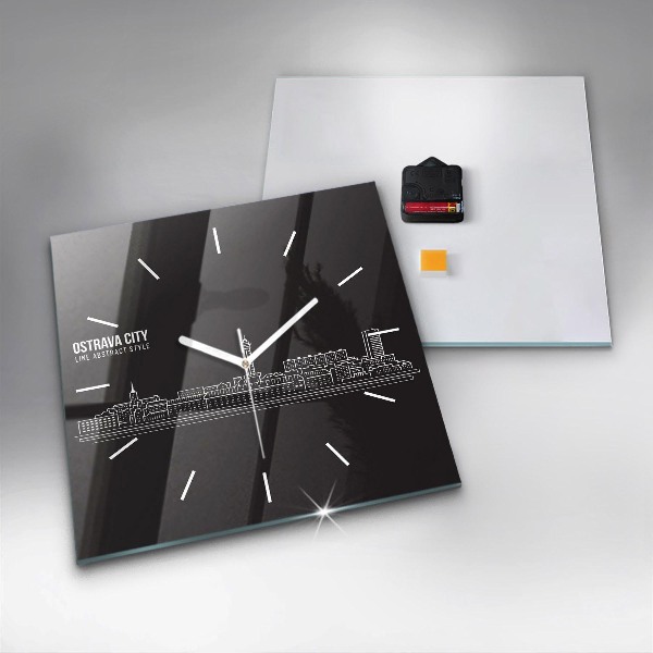 Square wall clock City of Ostrava drawing