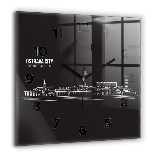 Square wall clock City of Ostrava drawing