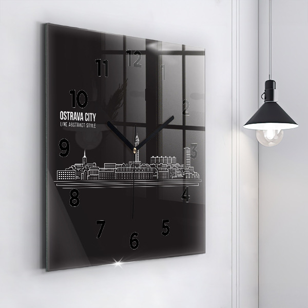 Square wall clock City of Ostrava drawing