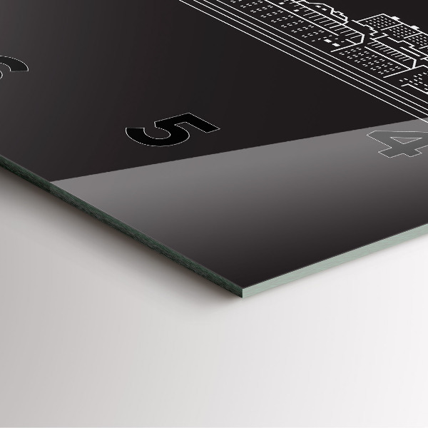 Square wall clock City of Ostrava drawing