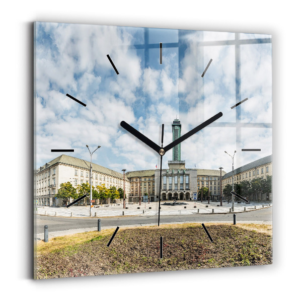 Square wall clock Panorama of the city of Ostrava