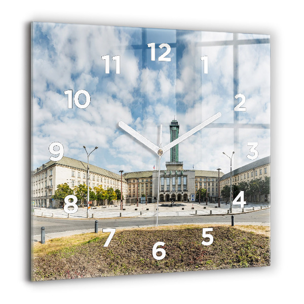 Square wall clock Panorama of the city of Ostrava