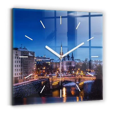 Square wall clock Panorama of the city of Pilsen