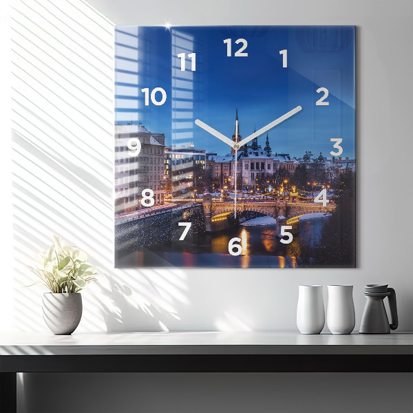 Square wall clock Panorama of the city of Pilsen