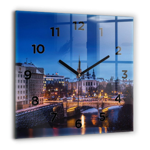 Square wall clock Panorama of the city of Pilsen
