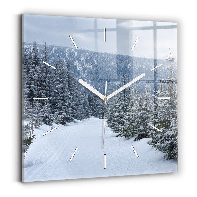 Square wall clock Czech Giant Mountains in winter