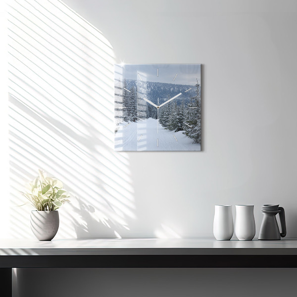 Square wall clock Czech Giant Mountains in winter