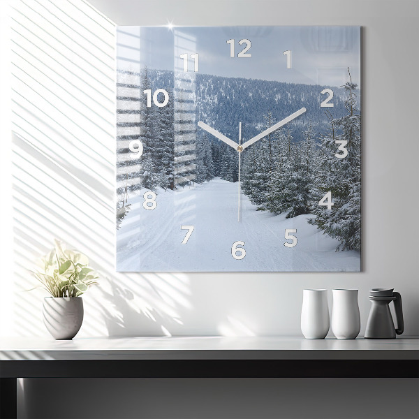 Square wall clock Czech Giant Mountains in winter