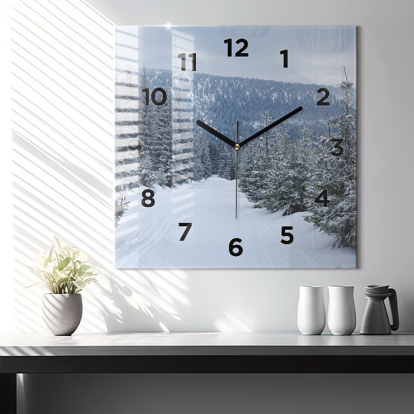 Square wall clock Czech Giant Mountains in winter