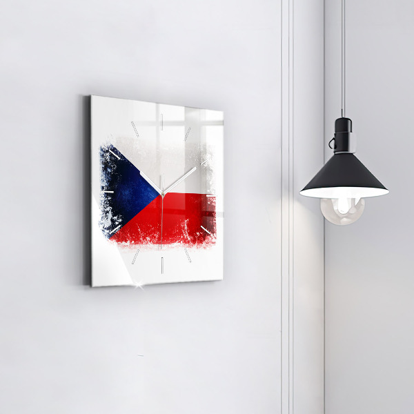 Square wall clock Czech flag