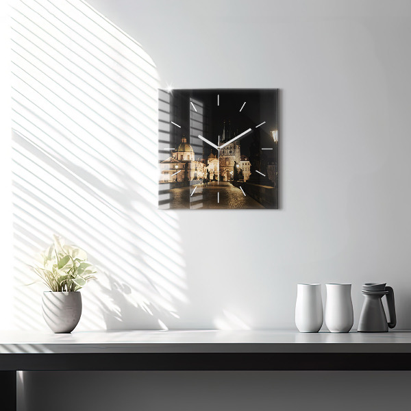 Square wall clock Charles Bridge in Prague