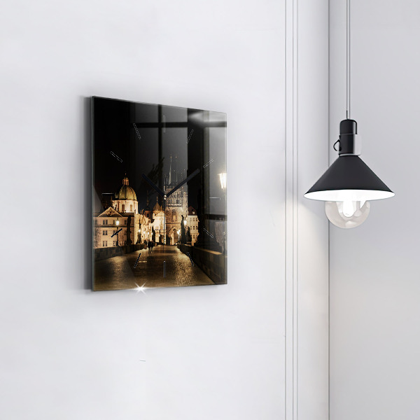 Square wall clock Charles Bridge in Prague