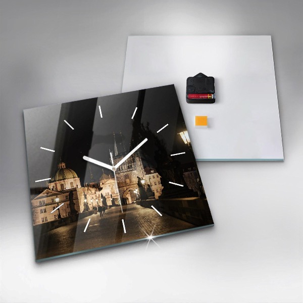 Square wall clock Charles Bridge in Prague