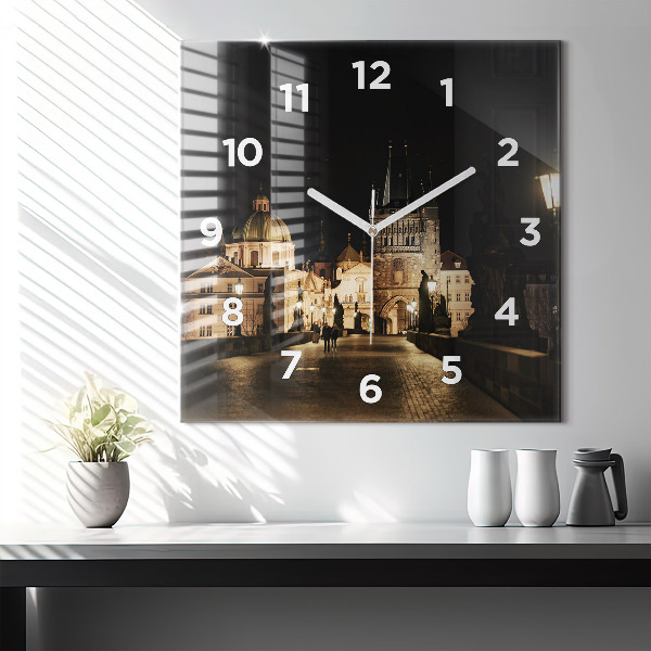 Square wall clock Charles Bridge in Prague