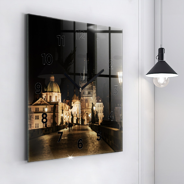 Square wall clock Charles Bridge in Prague