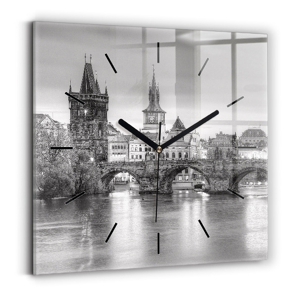 Square wall clock Charles Bridge in Prague