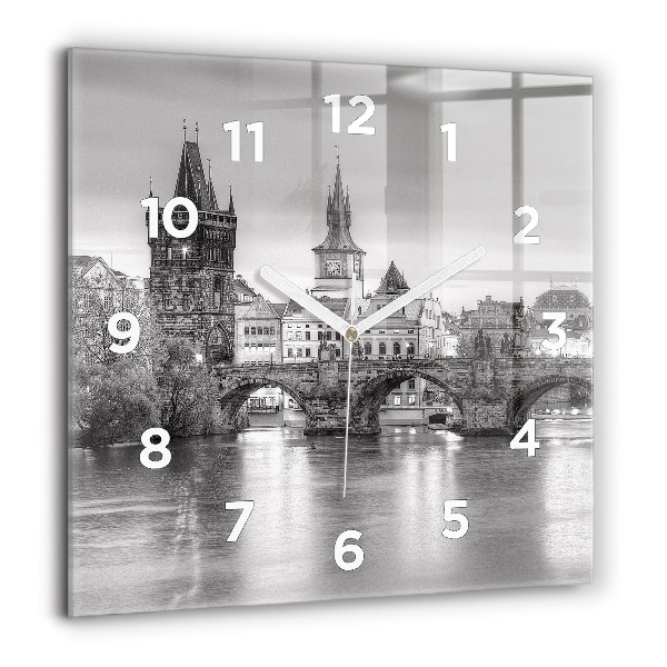 Square wall clock Charles Bridge in Prague