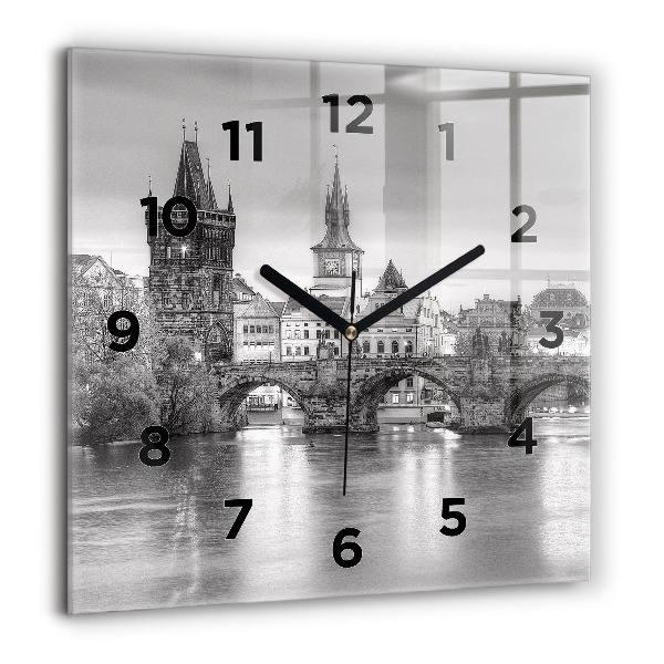 Square wall clock Charles Bridge in Prague