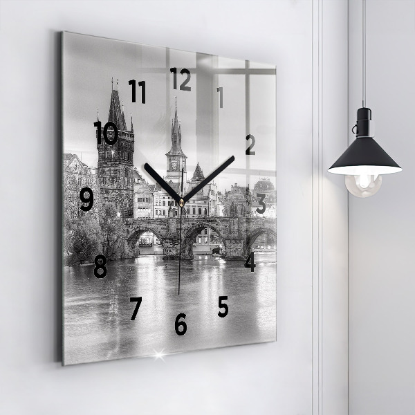 Square wall clock Charles Bridge in Prague