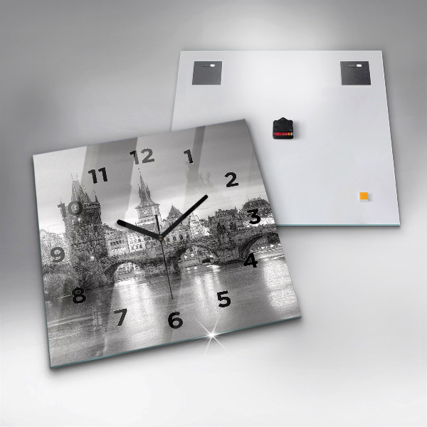 Square wall clock Charles Bridge in Prague
