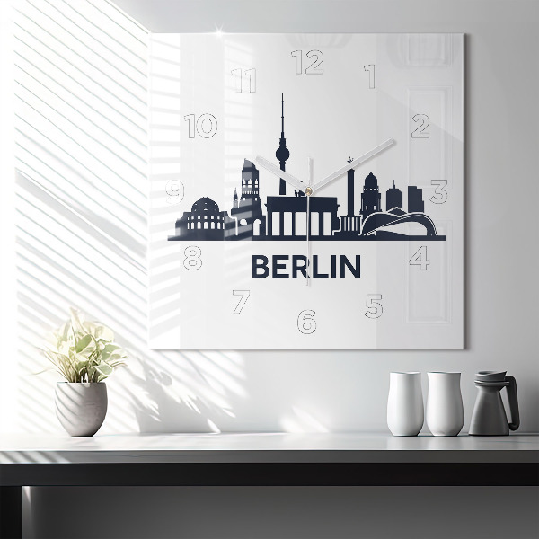 Square wall clock Berlin city illustration
