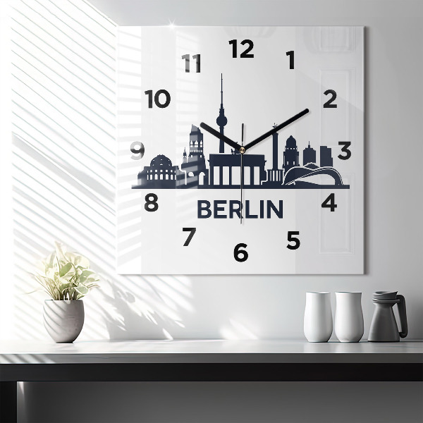 Square wall clock Berlin city illustration