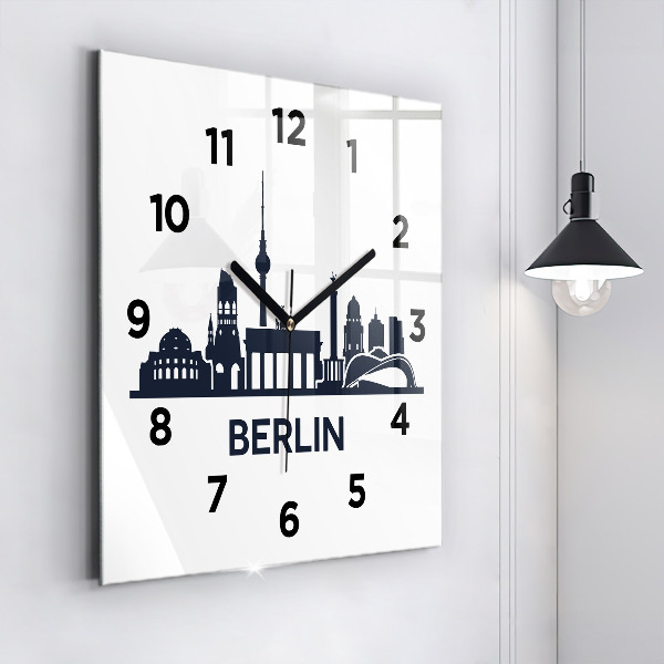 Square wall clock Berlin city illustration