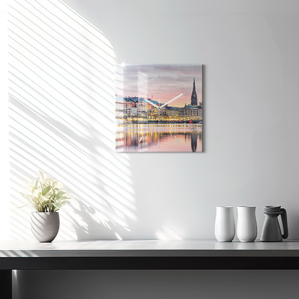 Square wall clock Alster in Hamburg