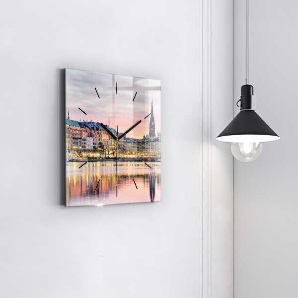 Square wall clock Alster in Hamburg