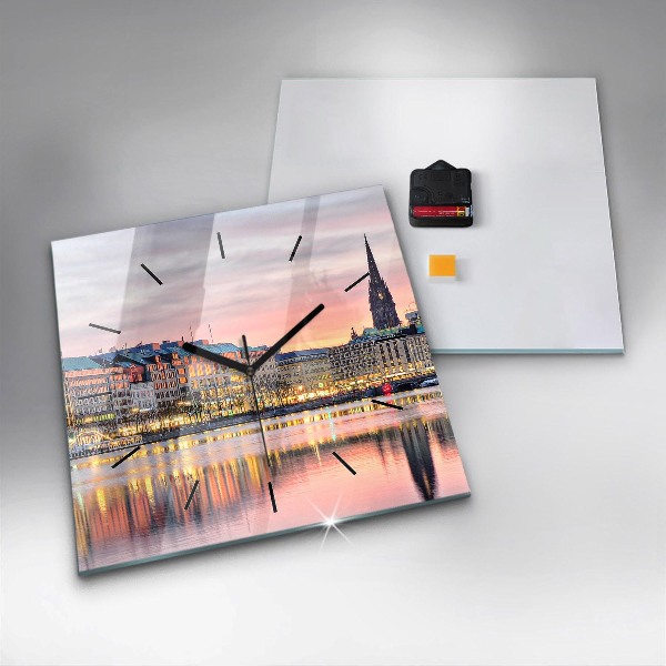 Square wall clock Alster in Hamburg