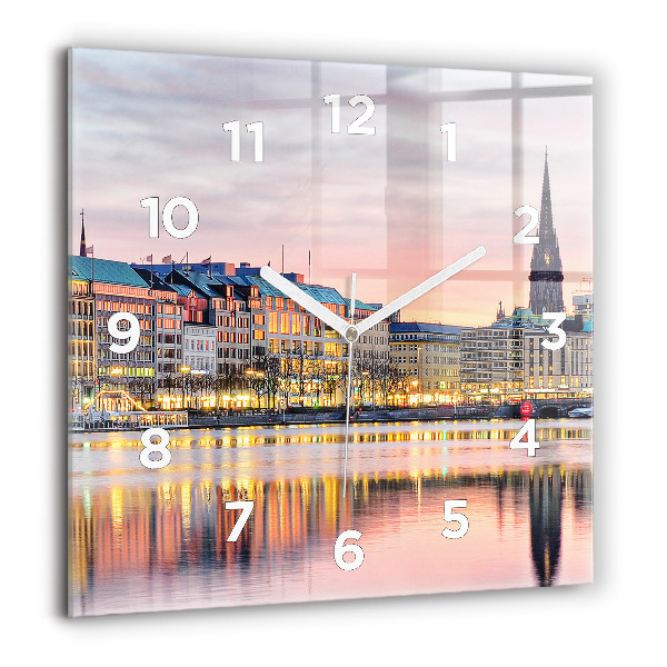 Square wall clock Alster in Hamburg