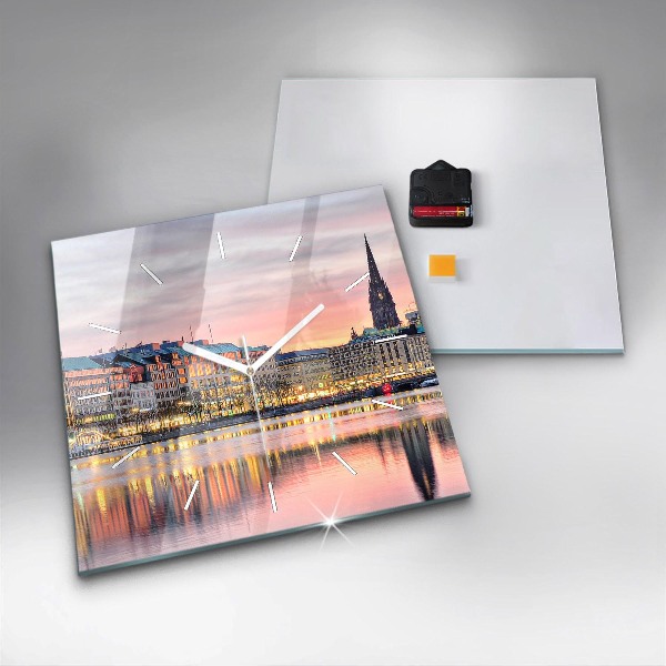 Square wall clock Alster in Hamburg